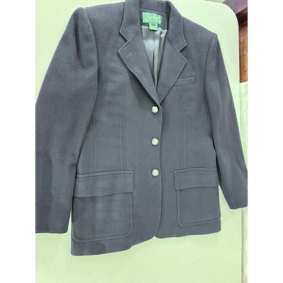 "LAUREN RALPH LAUREN" EUC Vintage Wool & Cashmere Blazer Herringbone Equestrian - Picture 4 of 14